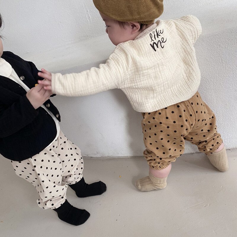 Kids Apring Herfst Broek Baby Jongens Meisjes Katoen Dot Print Zachte Broek Baby Meisjes Casual Losse Broek Kind Bodems