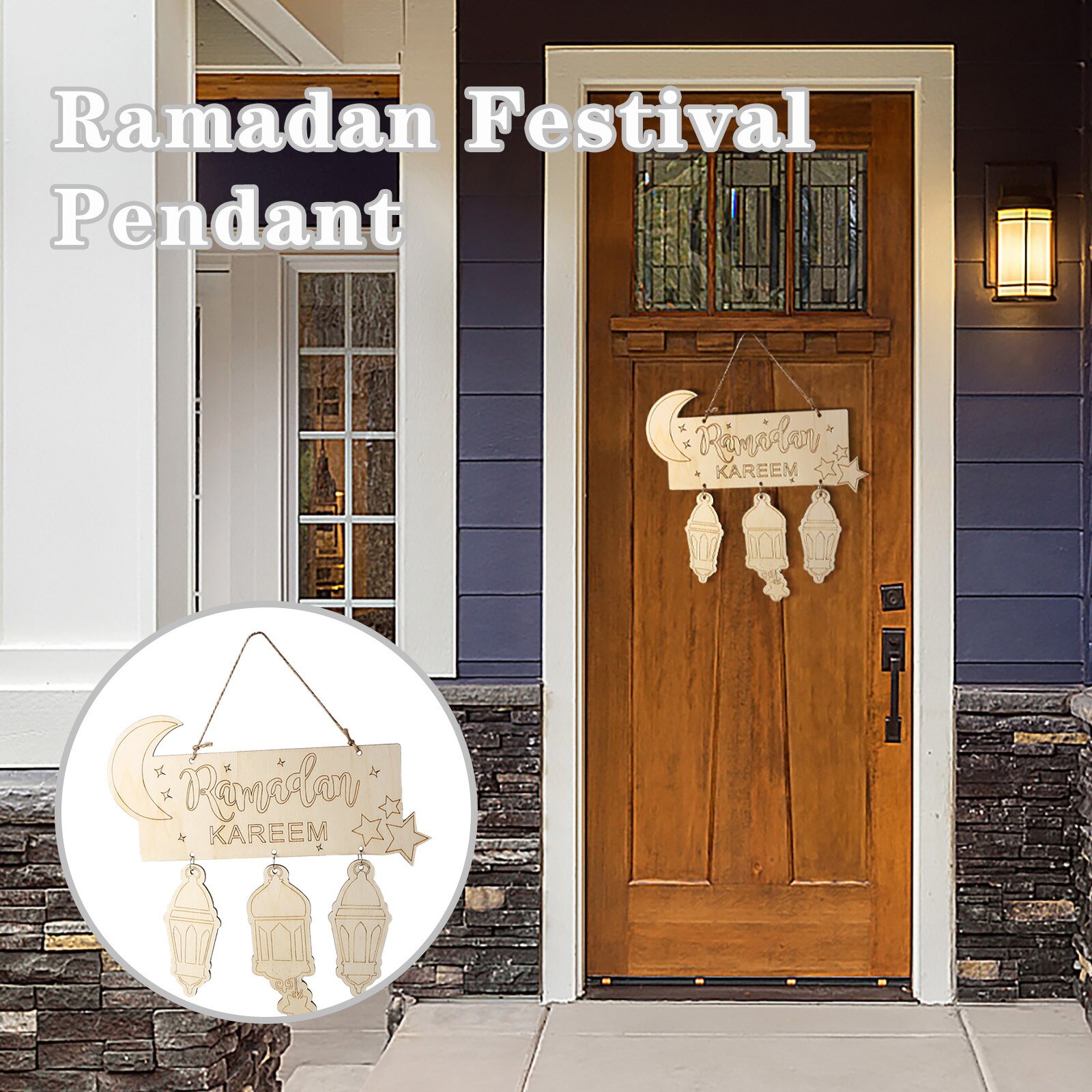 25 # Eid Mubarak Ramadan Opknoping Houten Deur Decoratie Windows Hangers Voor Thuis Decoratie Lente Decoratie Пасхальный Декор
