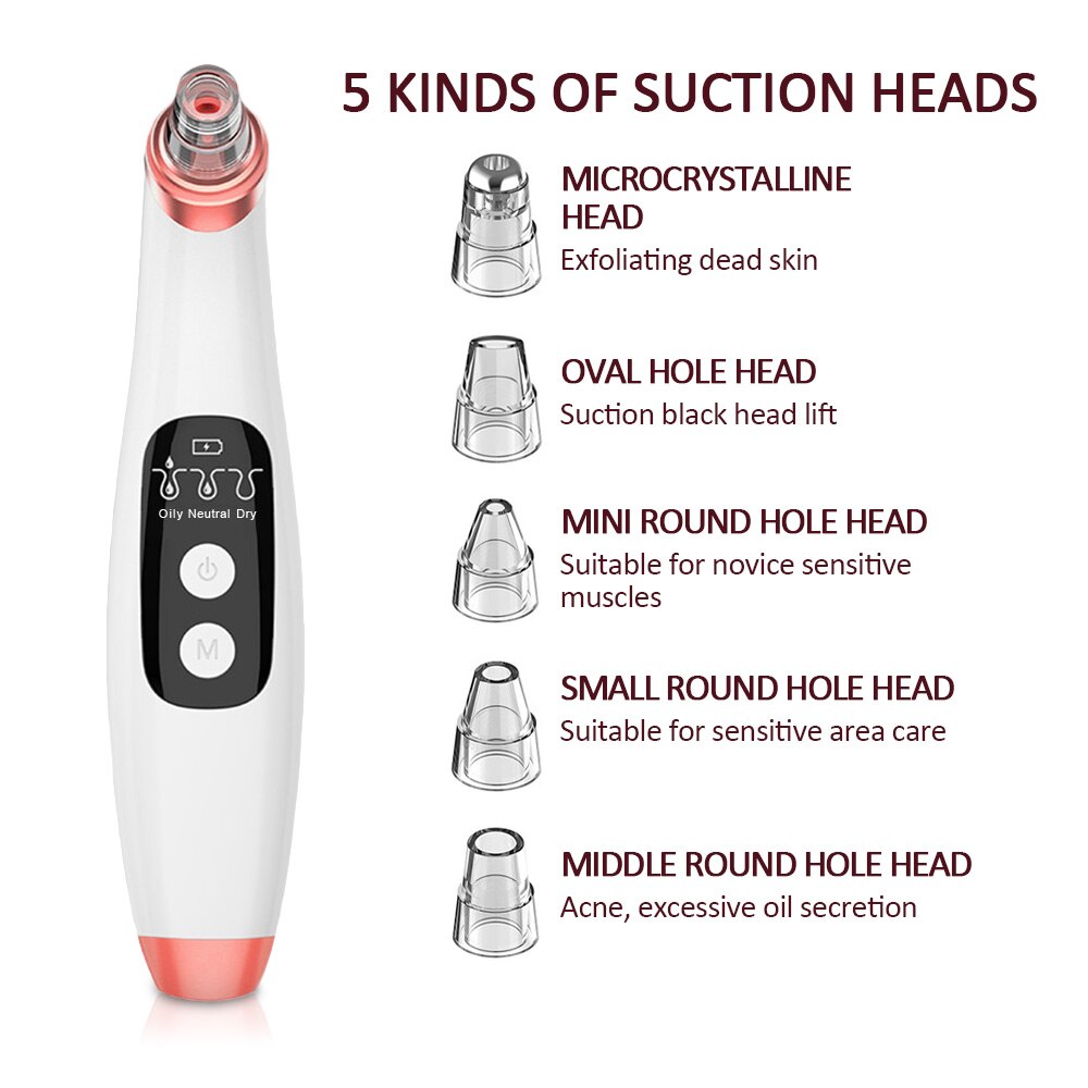 Usb Oplaadbare Visuele Comedondrukker Facial Poriën Zwart Hoofd Stofzuiger Vacuüm Zuigkracht Porie Schoner Wifi Microscoop Camera