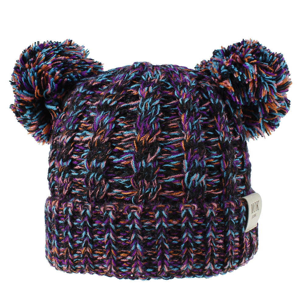 1pcs Kids Winter Hat Double Pom Pom Hat Baby Boy Girls Knitted Fleece Beane Hat Child Winter Soft Warm Ear Cap Pink Yellow: as show