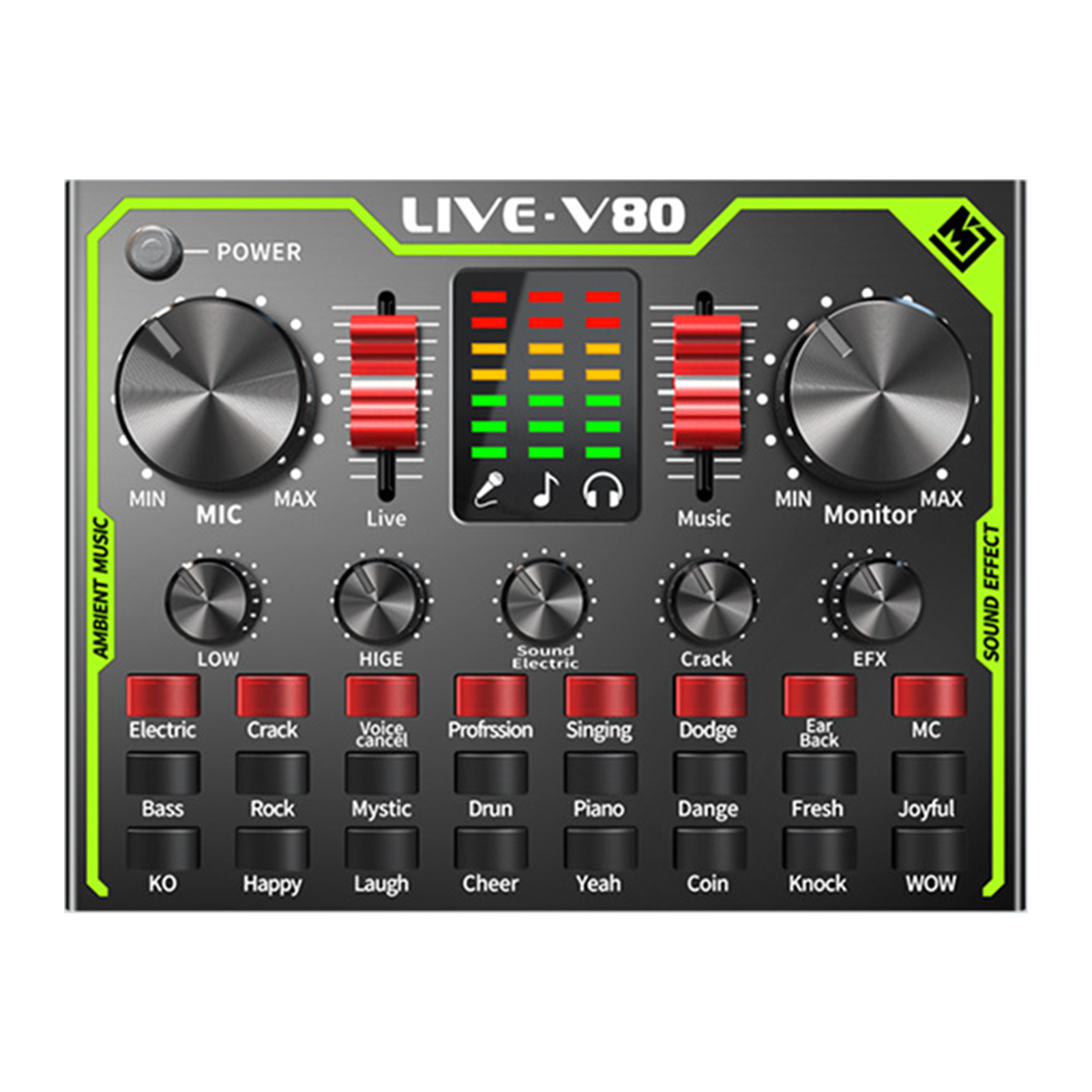 Plug And Play Mixer Board -compatible Voice Changer Multiple Effects Noise Reduction Live Sound Card With LED Light