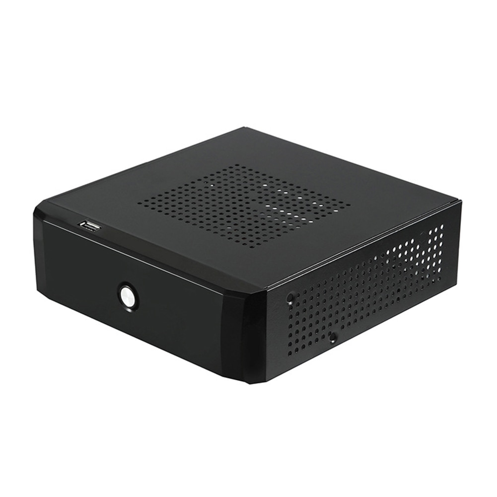 Boîtier HTPC Mini ITX avec châssis HTPC, Horizontal, alimentation de jeu en métal, USB 2.0, boîtier d&#39;ordinateur avec trou de radiateur, pratique pour le bureau et la maison