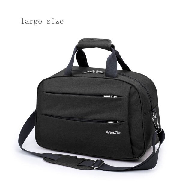 Luggage travel bags Waterproof canvas men women big bag on wheels man shoulder duffel Bag Black Blue carry on cabin luggage ZL32: black  large