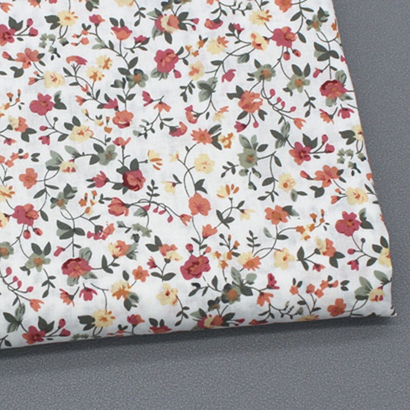 Tela de popelina de algodón con estampado Floral, Popelina de 4 colores, con hojas pequeñas y flores, 50x140cm, 100%
