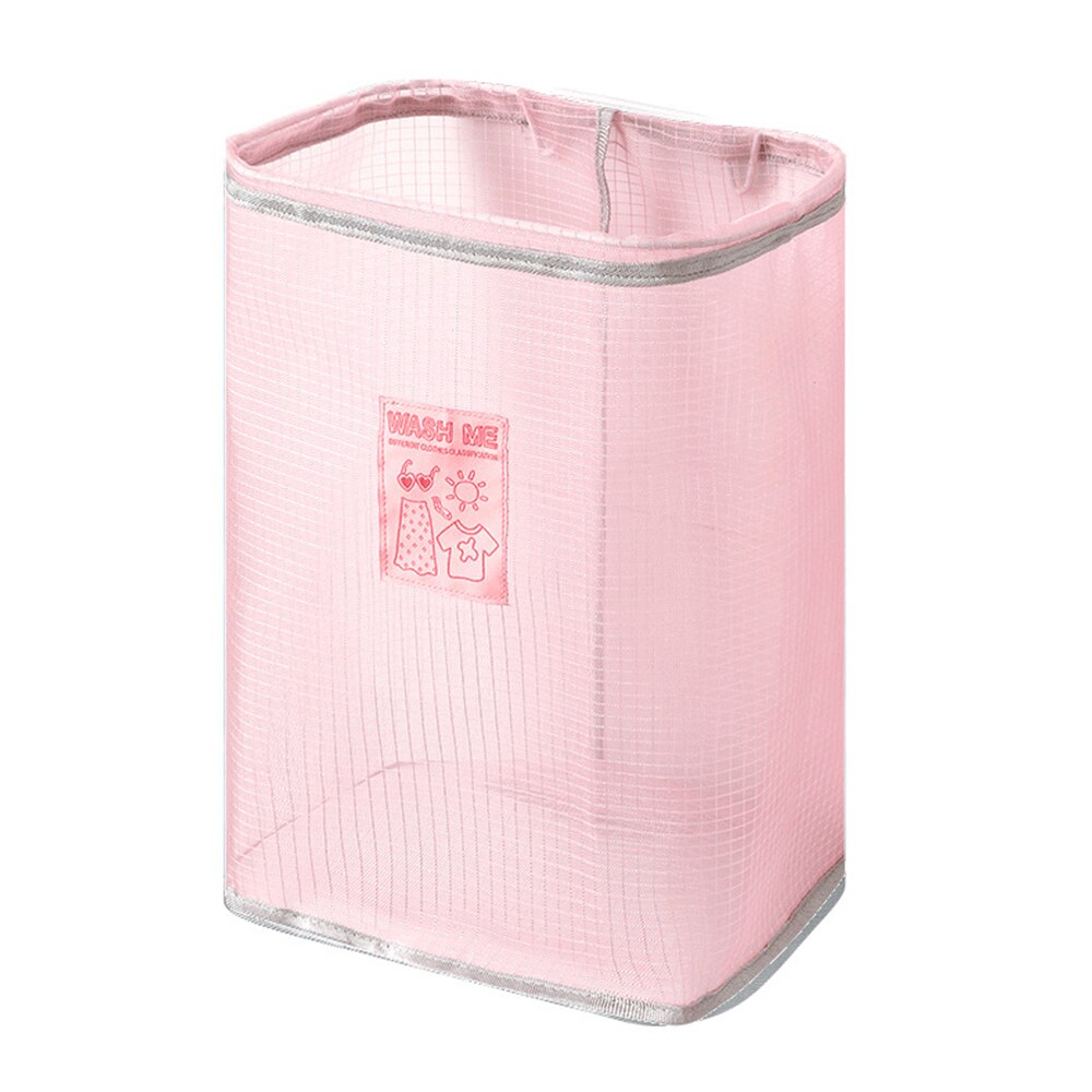Portable Wall Hanging Laundry Basket Underwear Socks Barrel Bucket Clothing Storage Bag Foldable Bathroom Laundry Organizer: B - Pink