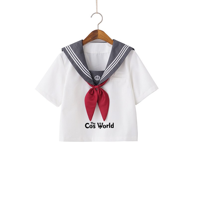 Grijs wit zomer marineblauw matrozenpak tops rokken jk middelbare school uniform klas uniform studenten kleding: Topjes met korte mouwen / M