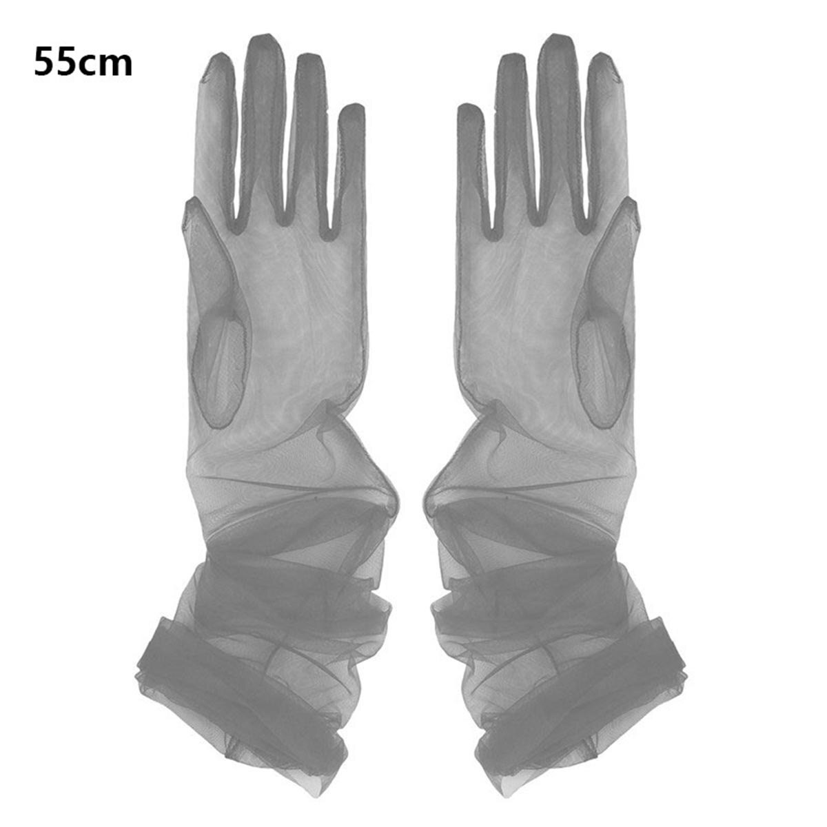 Luvas de tule transparente ultra-finas, luvas ultra longas cotovelo, acessório para tirar foto, dia das bruxas, moda feminina