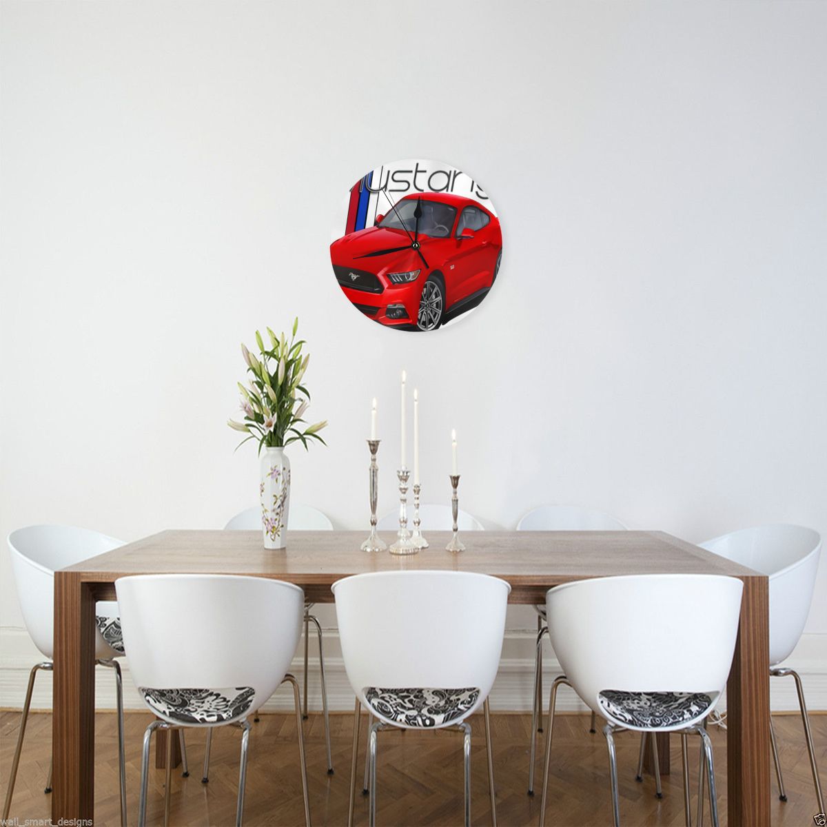 Red Mustang Decoration Watches Wall Decor Wall Clock Industrial Decor Wall Clock With Led Light
