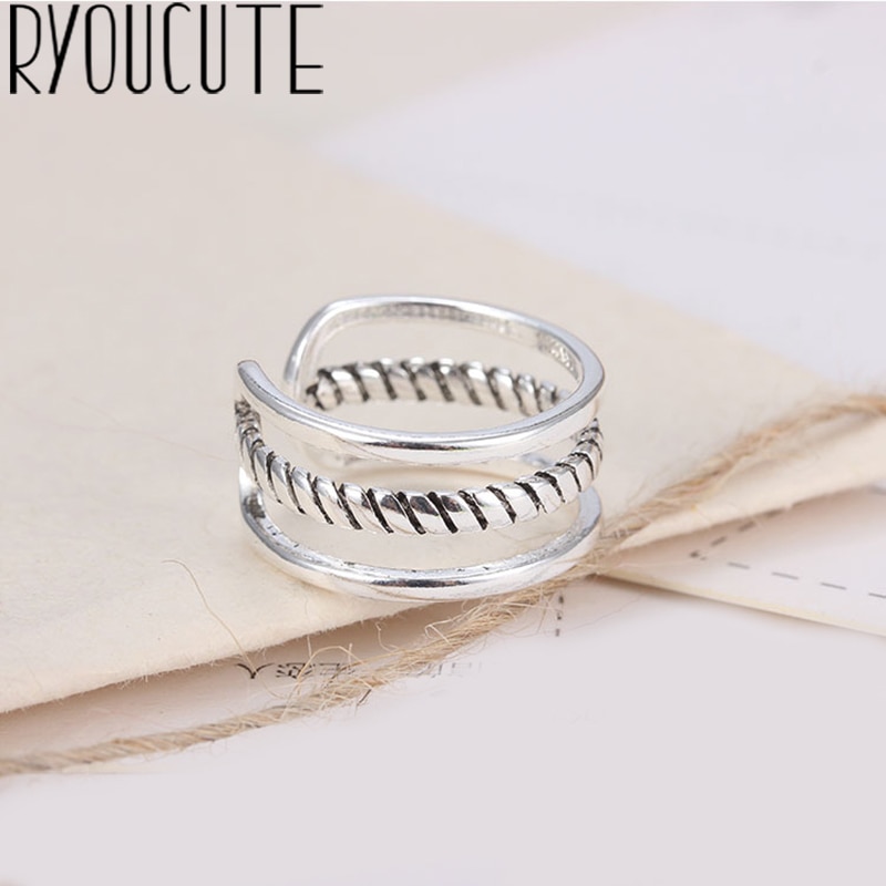 2019 bijoux in Argento di colore retrò Anelli per le Donne del Regalo Delle Signore Anelli di Misura Adattabile Antico Anello Joyas De Plata