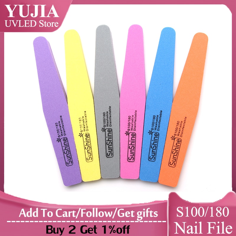 60 pcs Nail Files Nail Buffer Buffing 100/180 Nail Beauty Tools Diamond Spong Bloc Polissoir Ongles DIY Nail Tools