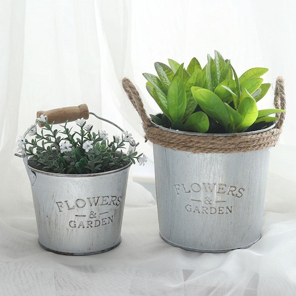Small Size Cute Vintage Bucket Flower Pot Planter Succulent Plant Flowerpot Decor Garden Home N3A6