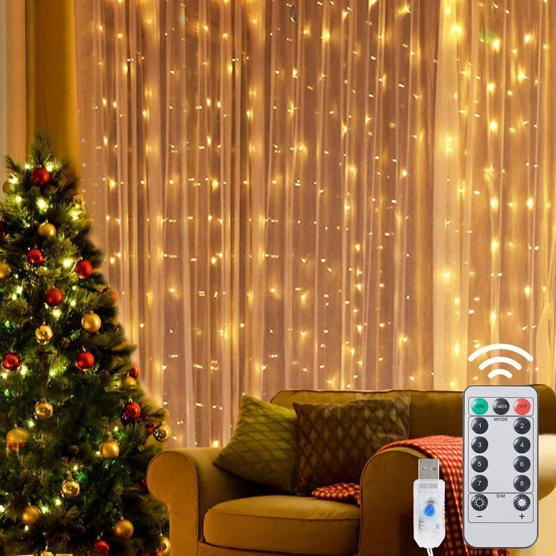 Led Gordijn String Lights Slinger Festival Kerst Decoratie Usb Afstandsbediening Bruiloft Sprookjesachtige Verlichting Voor Slaapkamer Huis
