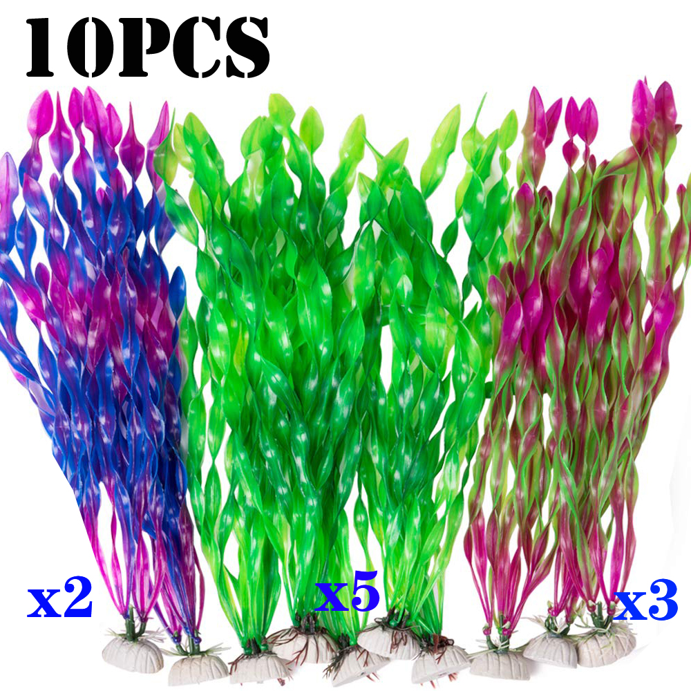 2/3/5/10PCS Fish Aquarium Plants Seaweed Water Plants for Aquarium 12-35cm Plastic Fish Tank Plant Aquarium Decoration: Colorful-10PCS / 12CM