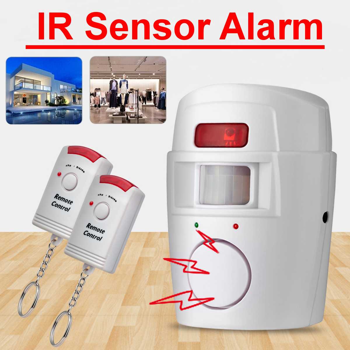 105dB Alarm Monitor Home System Ir Infrarot Motion Sensor Alarm Sicherheit Detektor Drahtlose Alarmsysteem + 2 Afstandsbediening