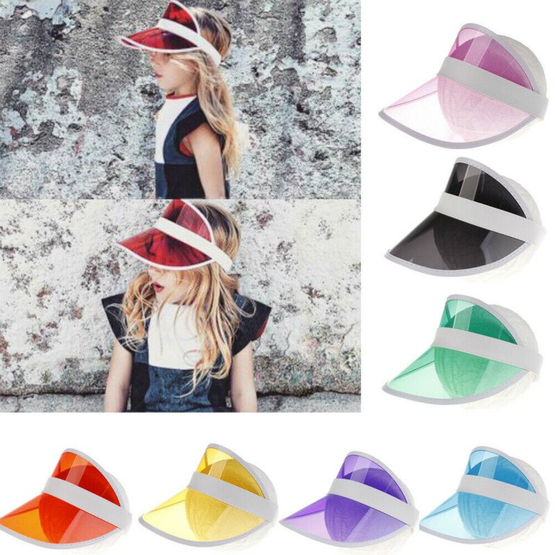 Visera de plástico para niños y niñas, gorra Anti-UV, protector solar transparente, gorra para el sol
