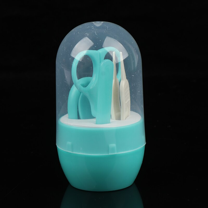 1 Set portátil Set de cuidado de uñas de bebé salud Kits recortador de dedos infantil tijeras de uñas Clippers de dibujos animados Animal caja de almacenamiento: Verde