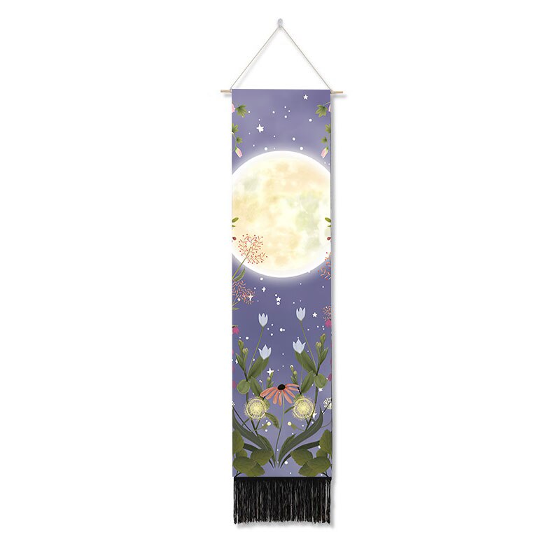 Moon Phase Tapestry Wall Hanging Flowers Moon Black and White Wall Art Tapestries for Bedroom Living Room Drom Home Decoration: GTZW140