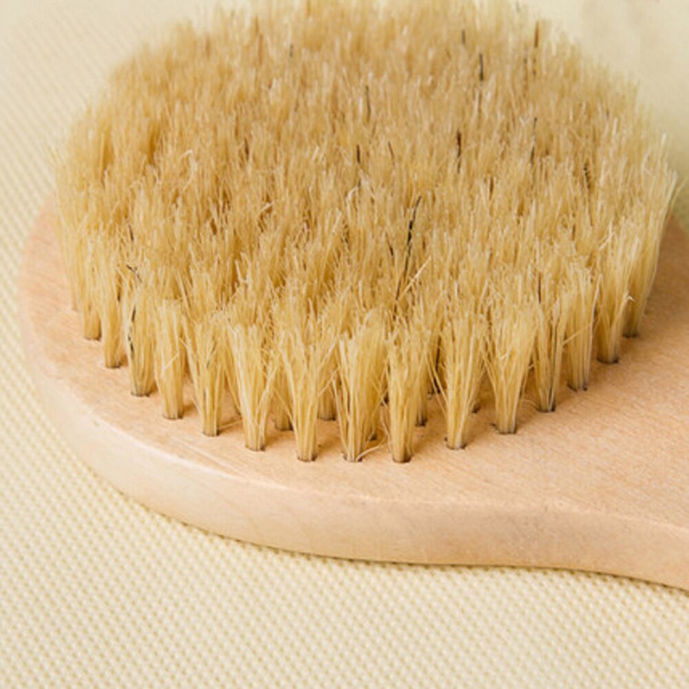 Body Dry Brush Natural Boar Bristle Organic Dry Skin Body Brush Wooden Handle Wet Back Shower Brushes Exfoliating Bathing Brush