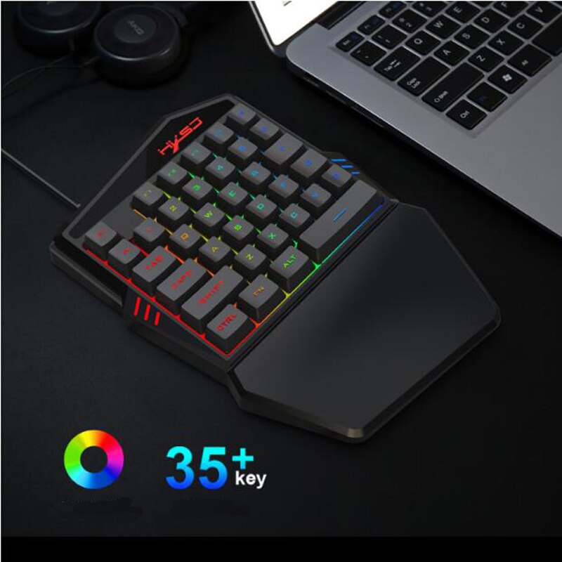 35-key film one-handed keyboard color backlight supports various games keyboard Mouse Set