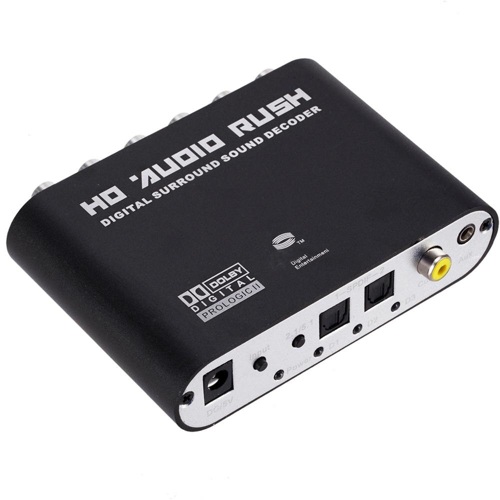 Digitaal Naar Analoog 5.1 Kanaals Stereo AC3 Audio Converter Optische Spdif Coaxiale Aux Naar 6 Rca Sound Decoder Versterker