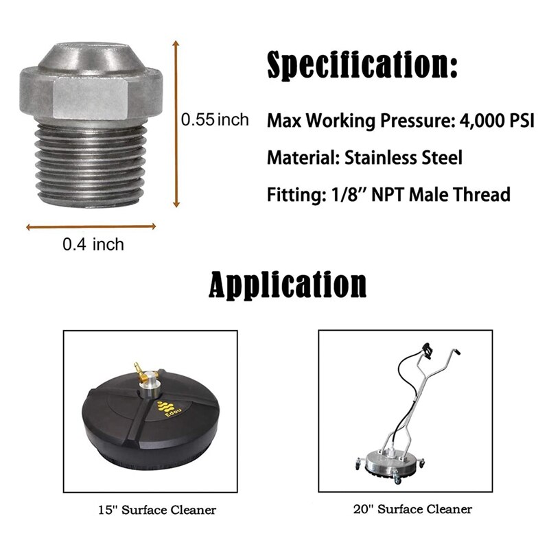 Nozzle Replacement Kit for 15 Inch and 20 Inch Pressure Washer Surface Cleaner