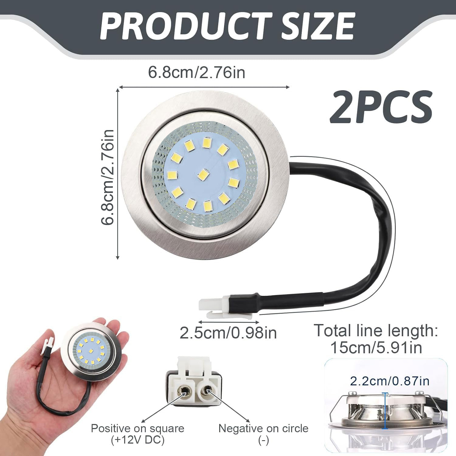 2-delige DC 12V afzuigkap gloeilampen roestvrijstalen kap LED-licht vervanging verzonken keuken afzuigkap licht EL-connector