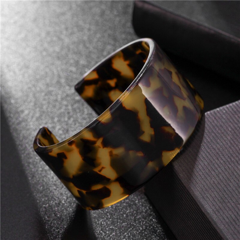 Schildpad acryl ronde opening c-vormige armband overdreven retro persoonlijkheid accessoire armband vrouwen