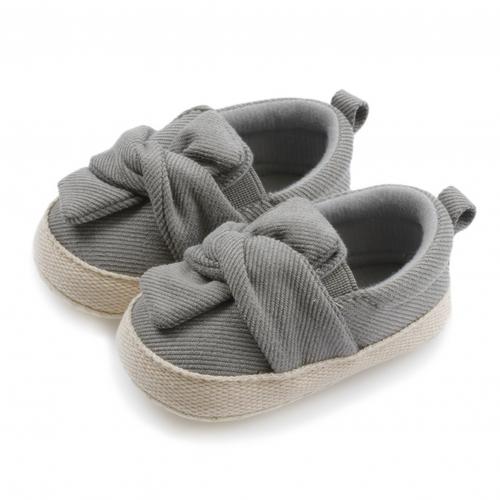 Babies Toddlers Bowknot Breathable Anti-slip Soft Sole Prewalker Flat Shoes: Dark Gray 13