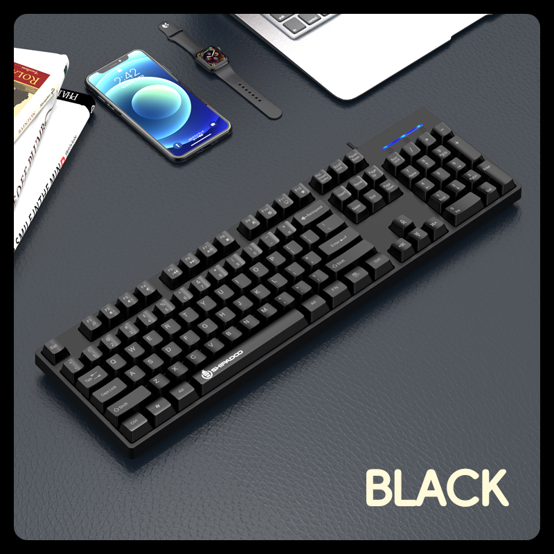 104 toetsen Bedraad gamingtoetsenbord Ergonomie Spatwater Kleurrijk ABS Slijtvaste keycaps Toetsenborden met technologie Lichtsleutel: Black
