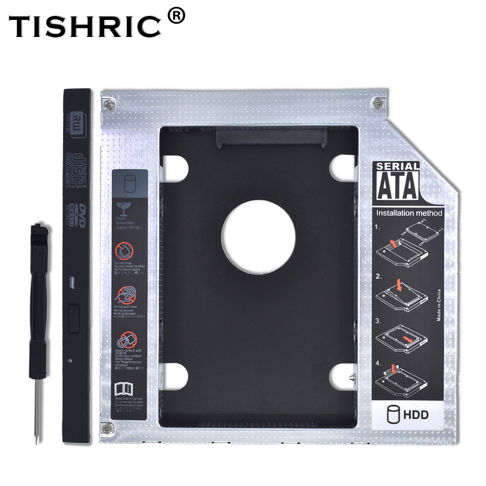 TISHRIC para Notebook CD DVD ODD 2ª HDD Caddy 9,5 12,7mm SATA con indicador LED para 2,5 SSD, carcasa HDD Optibay: 12.7mm