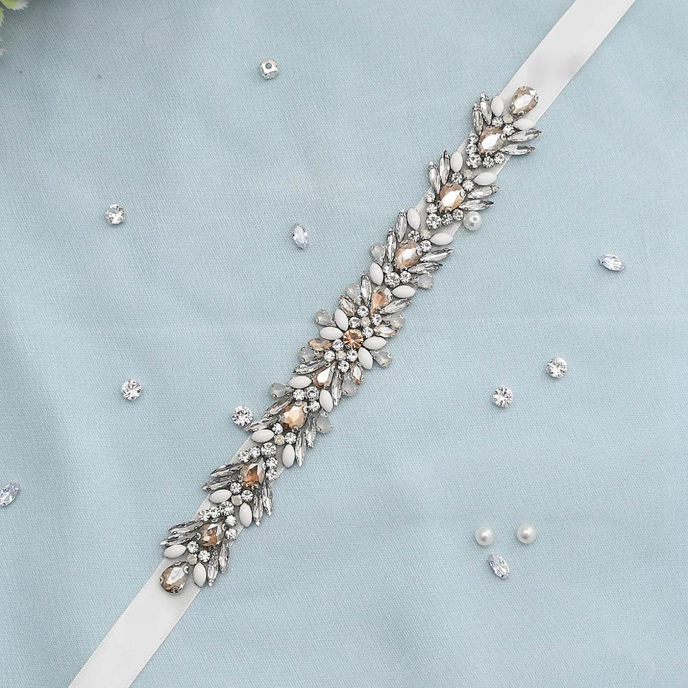 Olomlb luksus brudekjole bælter mange farver brude bælte rhinestones krystal brude sash til bryllup dekoration aften dre