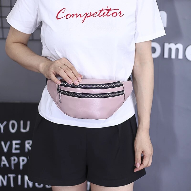 Women Chest Bag Waist Packs For Unisex Female Pu Leather Fanny Packs Banana Ladies Belt Bum Bags Wallets
