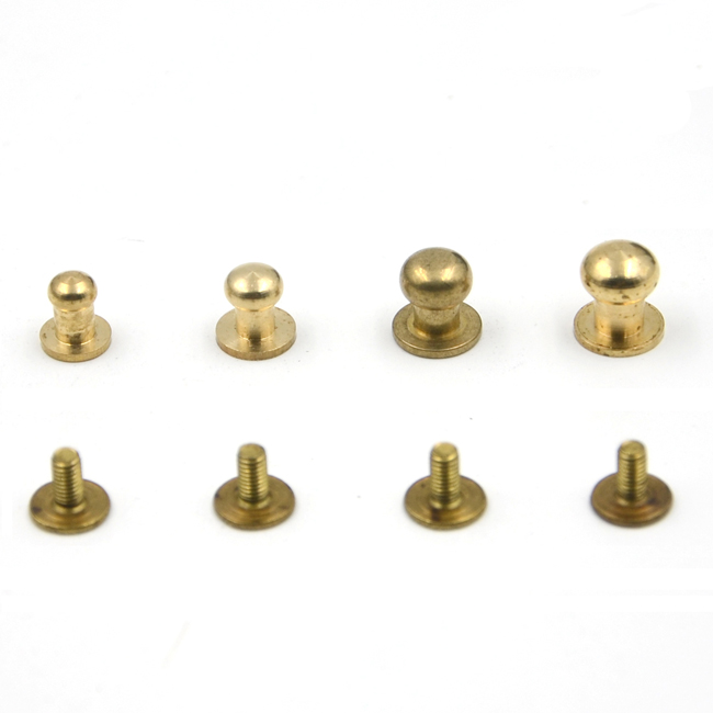 10Pcs Chicago Schroef Massief Messing Ronde Hoofd Stud Spot Screwback Schroef Terug Nail Klinknagel Tepel Voor Gesp Lederen Craft tas Riem