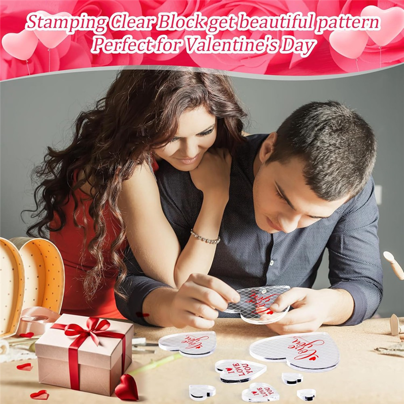 A69E7 Pieces Acrylic Stamp Blocks Set Clear Stamping Blocks Tools With Grid, Decorative Stamp Blocks: Default Title