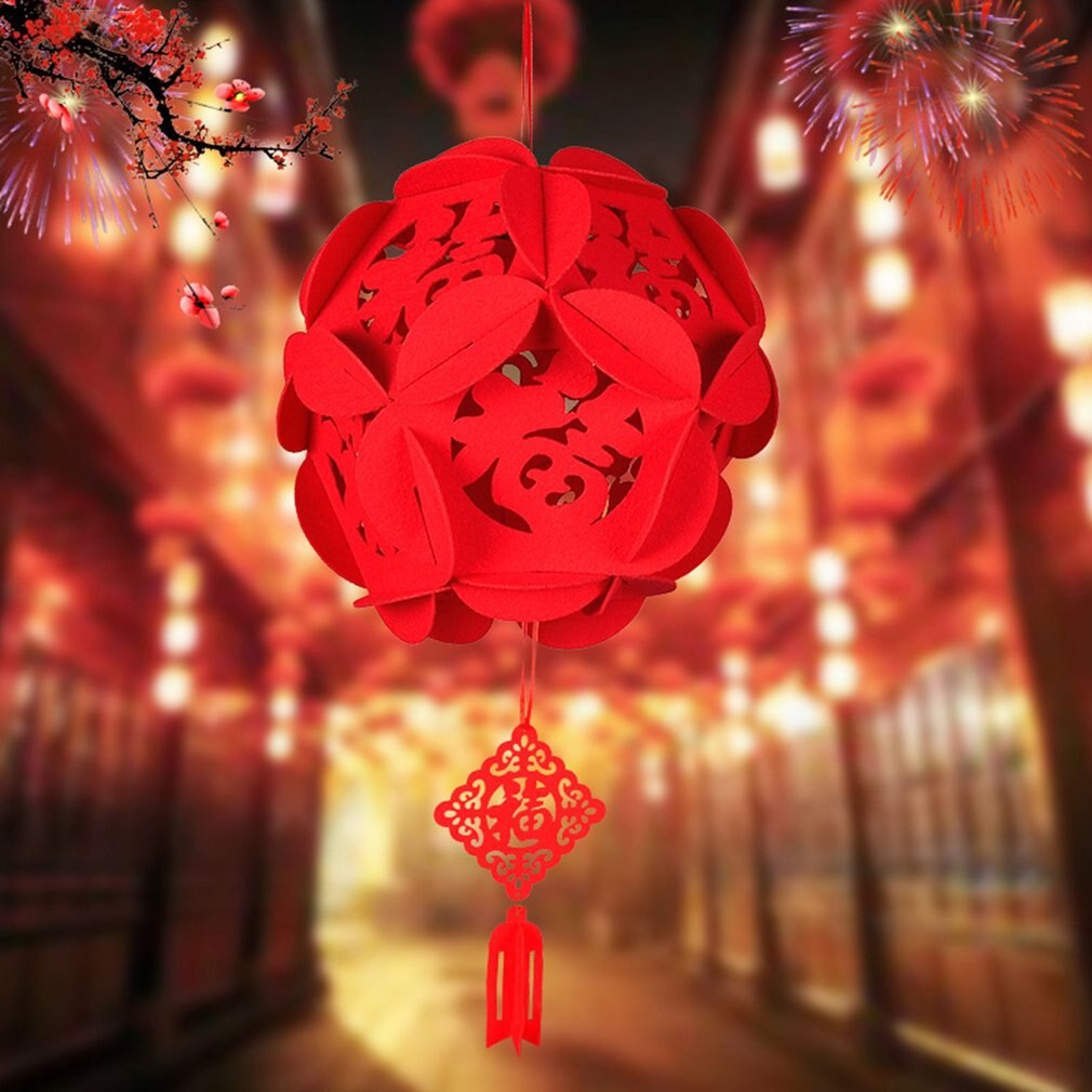 Leuchtend roter blumenkugel-anhänger, hohler chinesischer anhänger, dekoration für das chinesische neujahr, schaufensterdekoration, heimdekoration