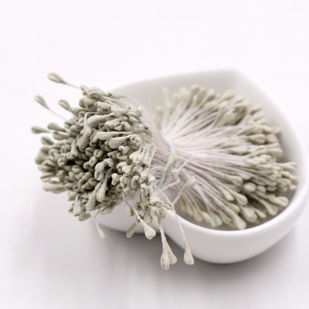 360Pcs/lot Mini Flower Stamen Artificial Flowers Pistil Wedding Party Decoration DIY Scrapbook Handmade Craft Flower Accessories: Gray