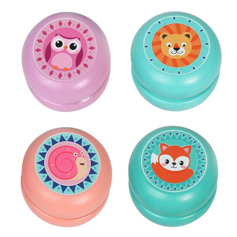 Cartoon Houten Jojo-Beginner Jojo Voor Leeftijden 6 En Up, dubbelzijdig Full Kleur Kunstwerk, Klassieke Jojo Bal