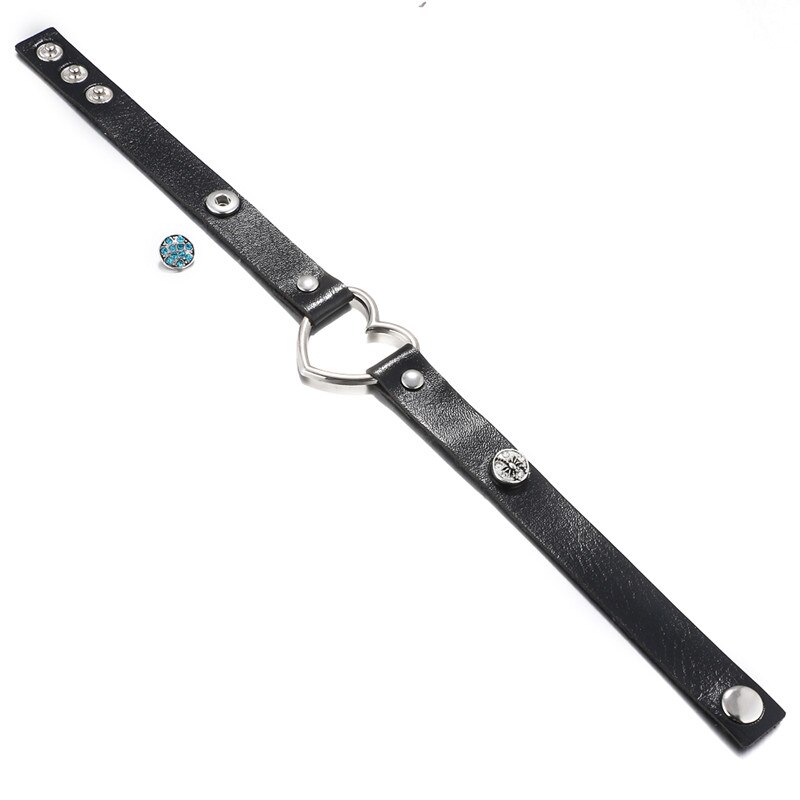 elegante Herz Leder Kragen snap halskette einstellbar 45 cm fit 12mm/18mm snap tasten snap schmuck DJ0205