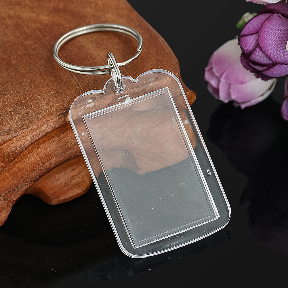 1pcs Rectangle Oval Transparent Keychain Blank Acrylic Insert Photo Keychain Frame Keyring Tassels Snap-In Custom Insert Photo