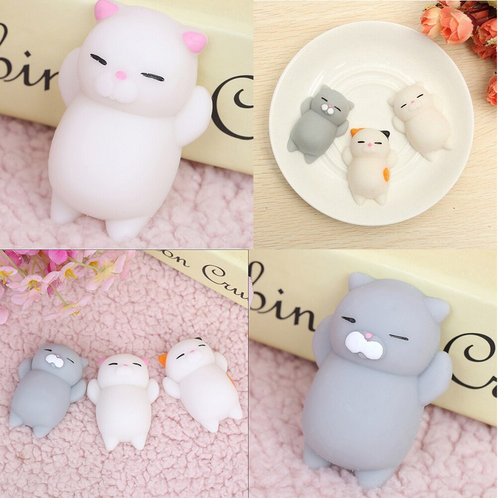 Mochi-gato blando para apretar, juguetes para niños y adultos, Kawaii, para aliviar el estrés, funda de teléfono, correas,: send it random