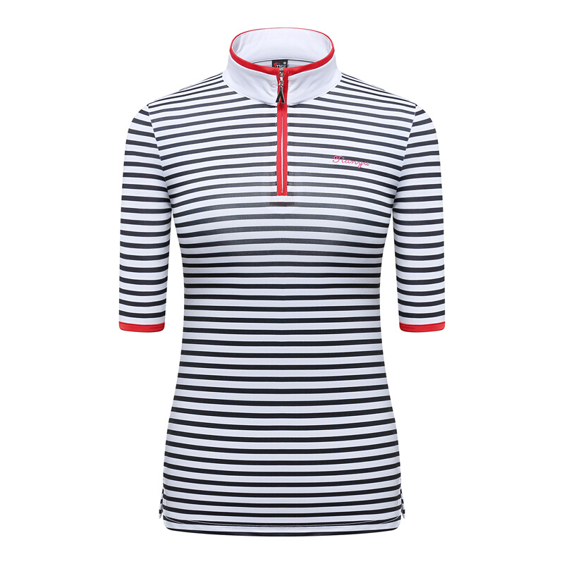 Overdele golftøj dame t-shirt kortærmet albue ærme uniform elastisk stribe sømandsdragt udendørs polo shirts sportstøj: S
