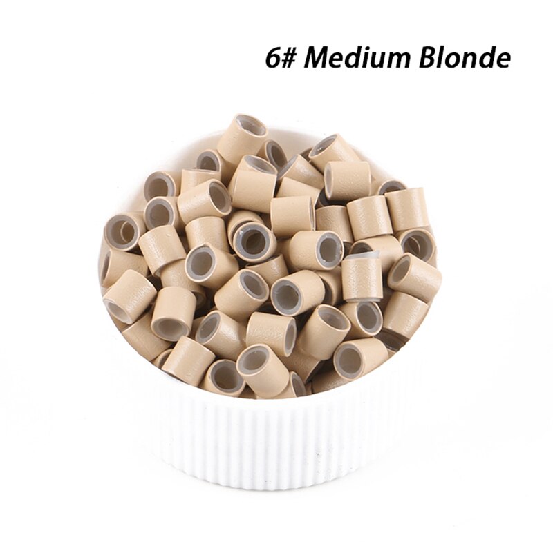 Frete grátis (1000 peças/garrafa) 1 garrafas 4.0x2.6x4.0mm anéis de silicone de cobre/tubos para extensão de cabelo em microanel e de ponta i: Medium Blonde