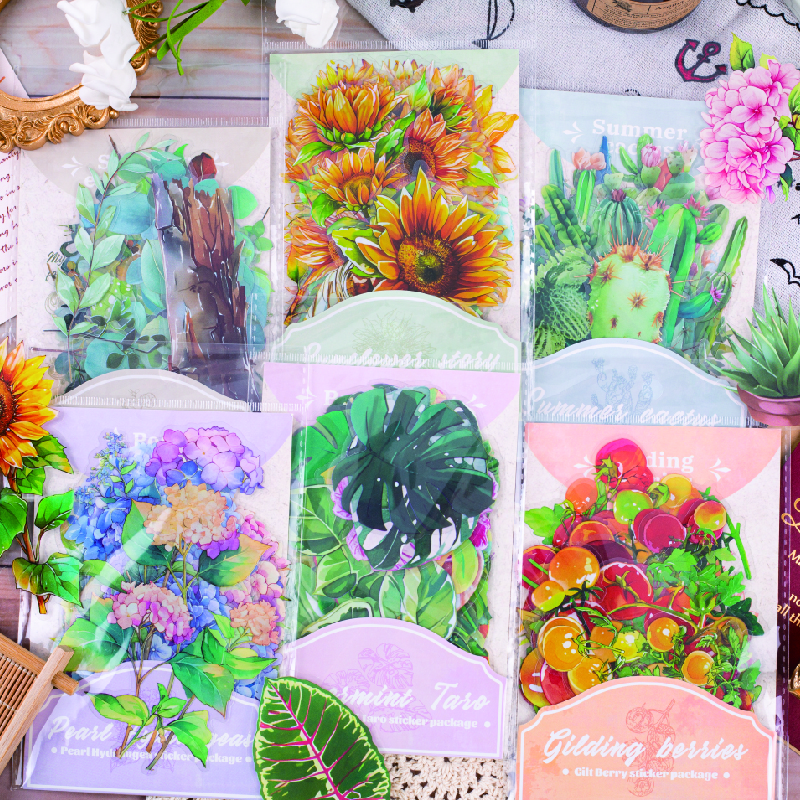 4 styl 8 sztuk letni deszcz las seria roślin motyw roślin naklejki DIY naklejki Scrapbooking materiał ręcznie robiony pamiętnik album