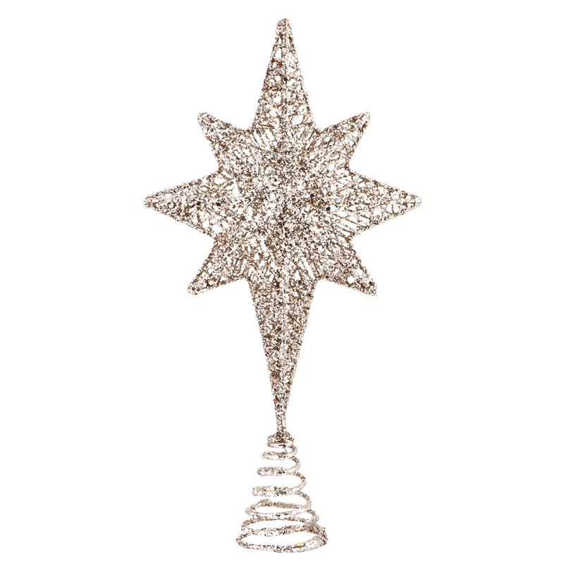1pc jul otte spidse stjerne træ topper xmas træ ornament (champaign guld): Champaign guld