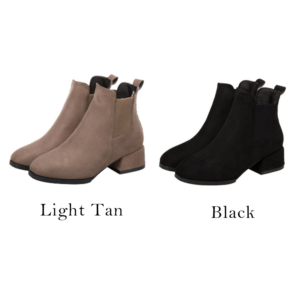 Litthing, Botas cortas para invierno de mujer, de otoño, zapatos de tobillo de tacón alto, tacón cuadrado, Punta puntiaguda, Botas étnicas de piel cálida