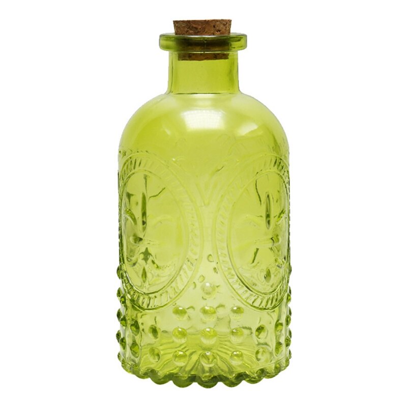 Florero Retro tallado de corcho, botella de vidrio, jarrón de mesa, botella de aromaterapia, decoración del hogar,: green