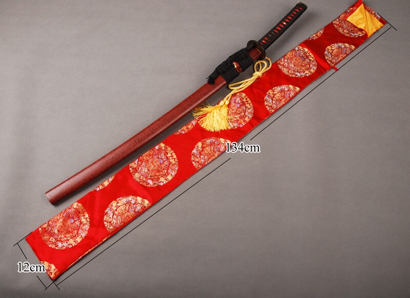 Nice and Patterns Red Silk Sword Bag for Samurai Sword Japanese Katana Delicate Sword Fitting Best