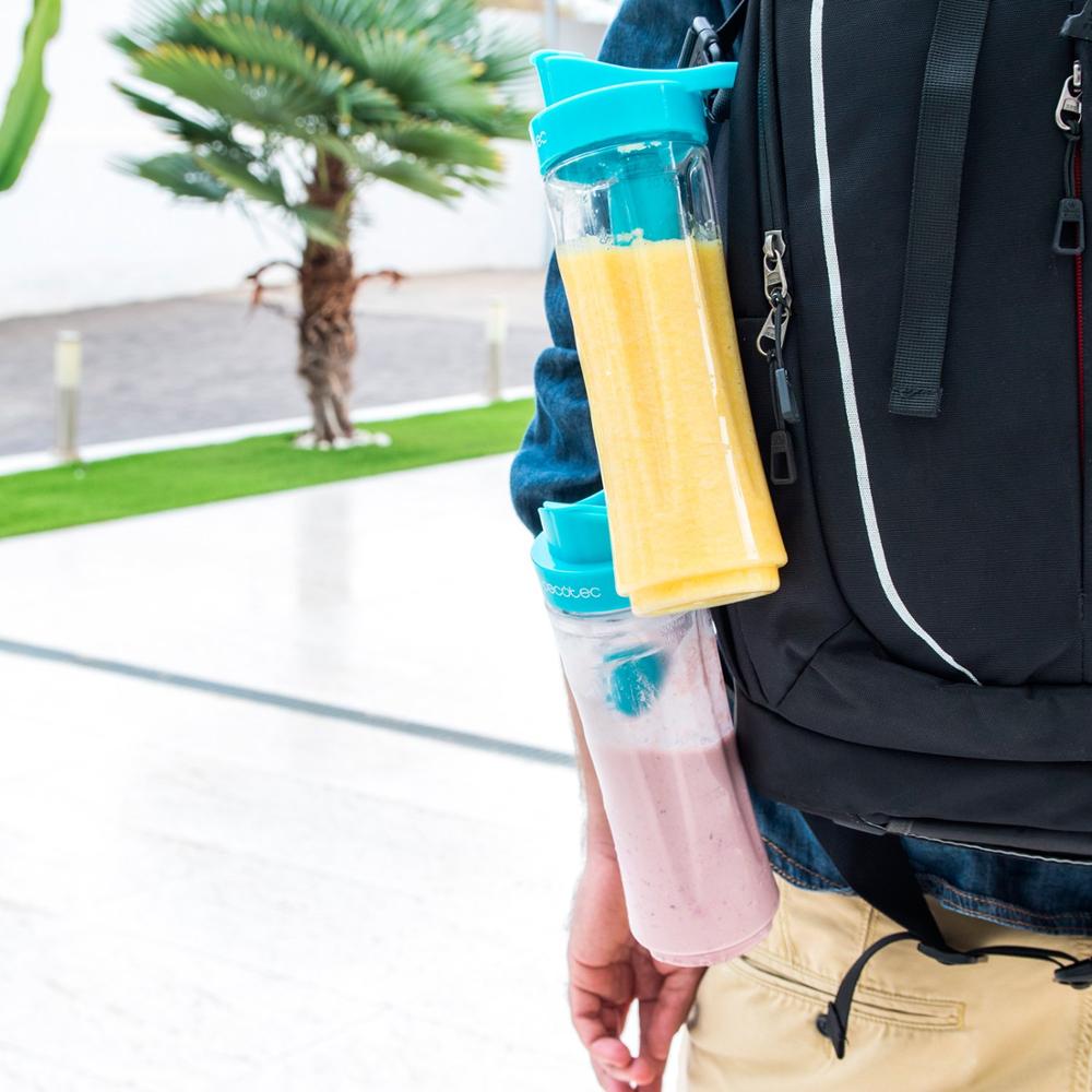 Cecotec Batidora de Smoothies Power Titanium One Batidora de Vaso Portátil Permitir Picar Hielo y Apto para Lavavajilla tiene 2 Tubos Refrigeradores