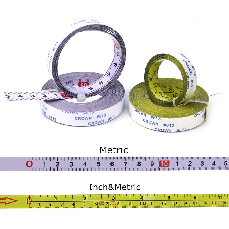 Self-Adhesive Tape Measure Metric 0.9M-10M Miter Track Measuring Tape Steel Ruler For T-track Router Saw Table Woodworking Tools