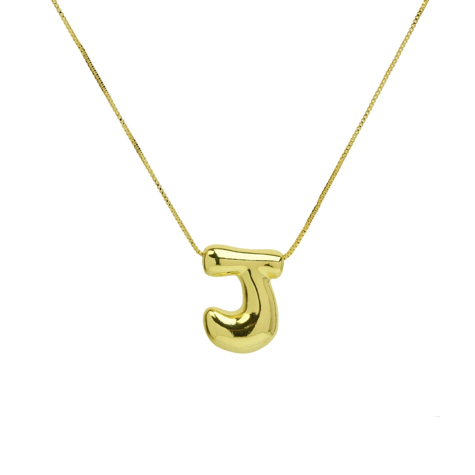 A-Z Balloon Bubble Letter pendant Neckalce for Women 18k Gold Plated Chunky Initial Necklaces Jewelry Birthday: Rhodium Plated